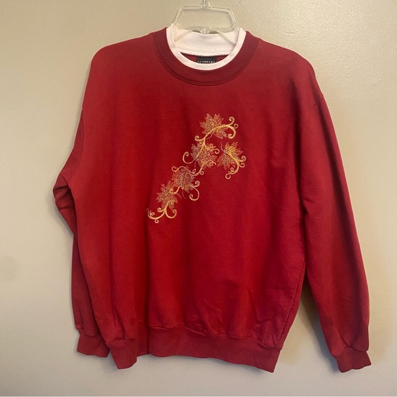 Trilllogy Fall studded  Snowman Winter Grandma Crew Pullover Sweatshirt Large - Picture 1 of 10